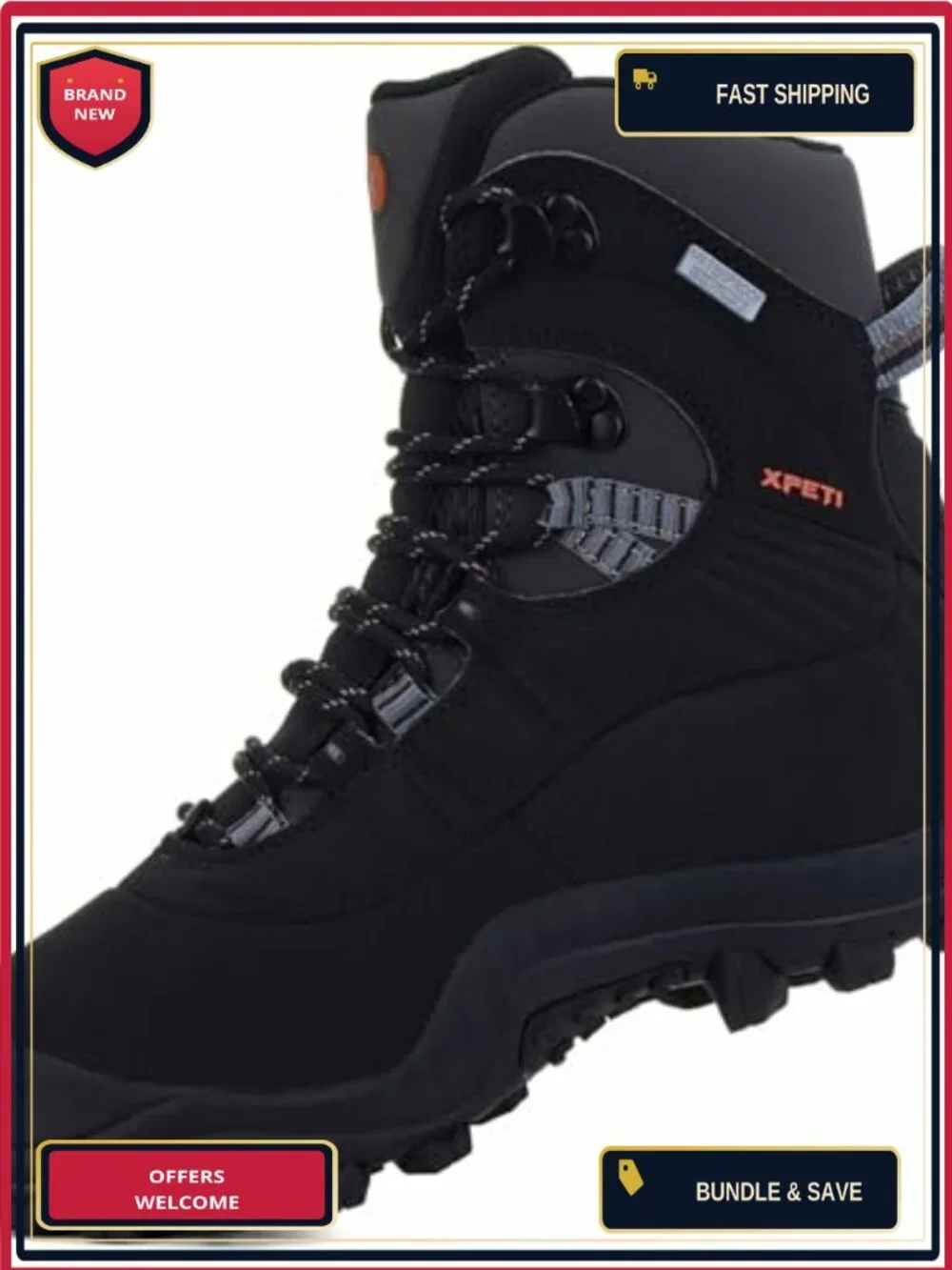 Waterproof Thinsulate Insulated Hiking Boots - Mid High-Top Lace-Up